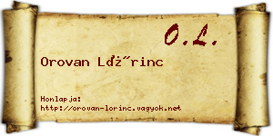 Orovan Lőrinc névjegykártya